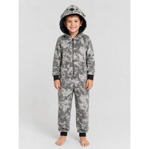 Jellifish Kids Grey Bulldog Hooded‎ One Piece Pajamas Size 6/7 NWT NEW